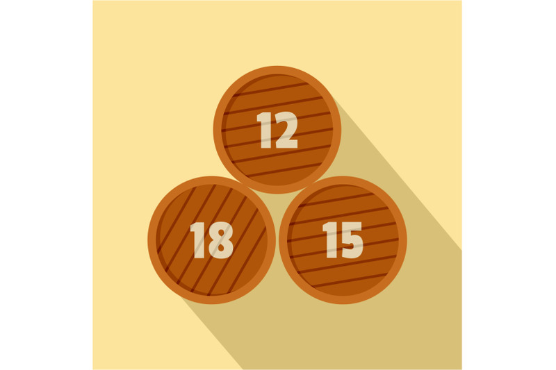 group-of-wooden-barrel-icon-flat-style