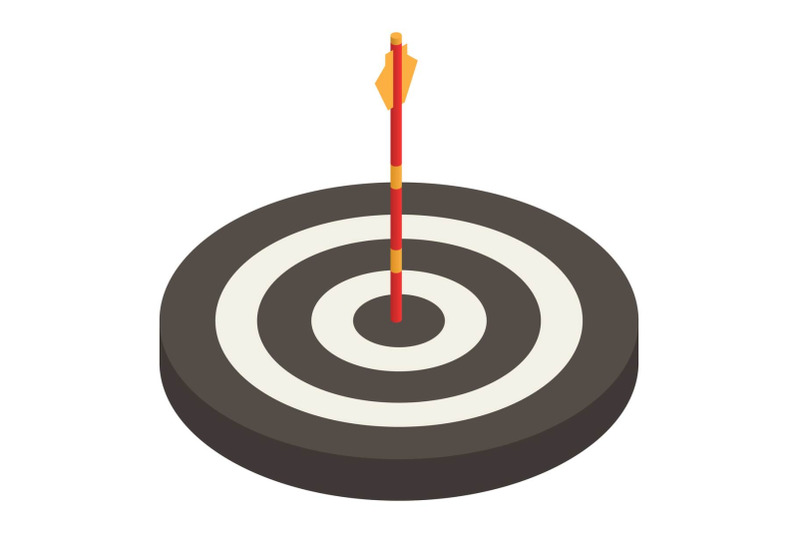black-and-white-archery-target-icon-isometric-style