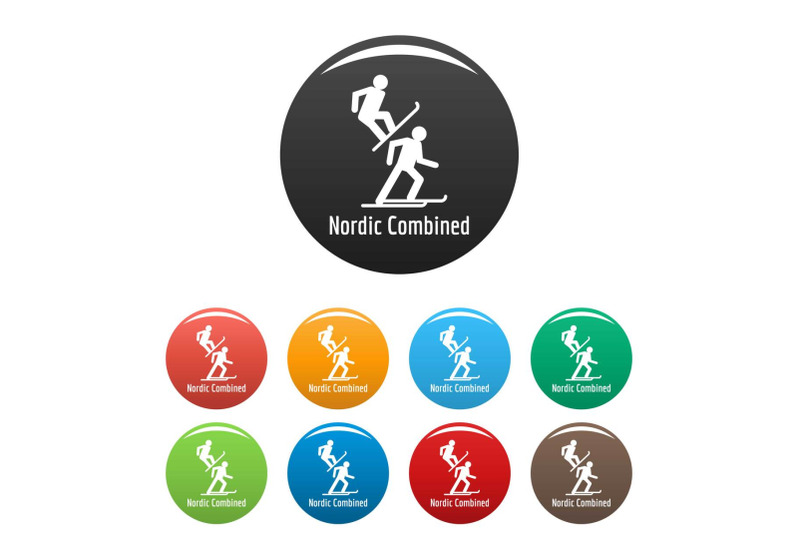 nordic-combined-icons-set-color-vector