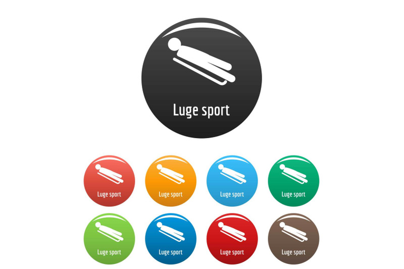 luge-sport-icons-set-color-vector