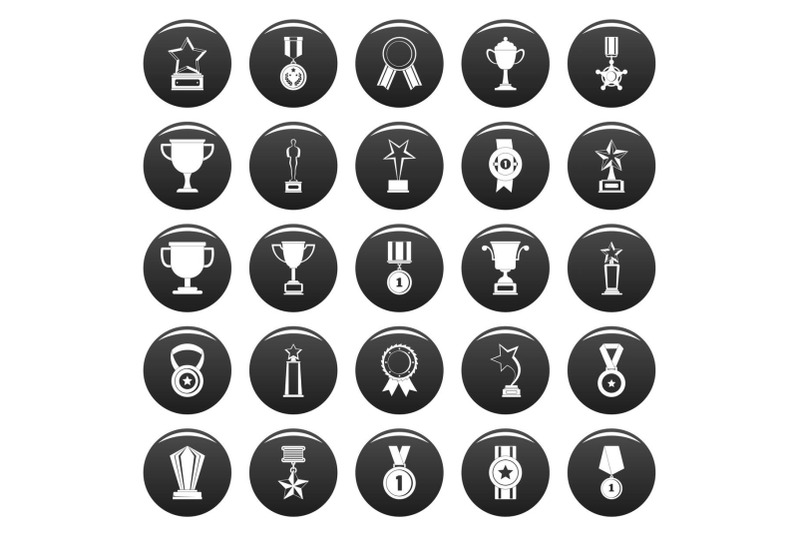 medal-award-icon-set-vetor-black