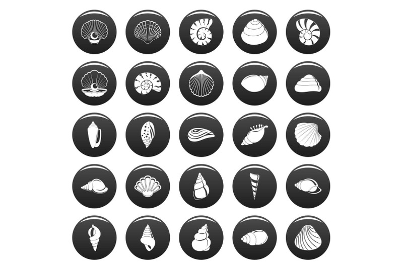 sea-shell-icons-set-vetor-black