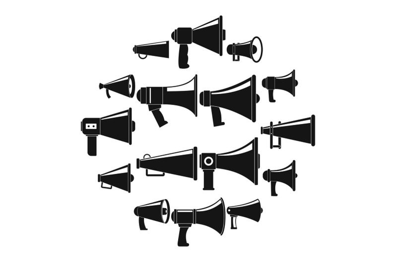 megaphone-loud-speaker-icons-set-simple-style