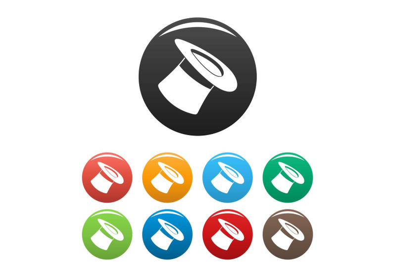 inverted-hat-icons-set-color-vector
