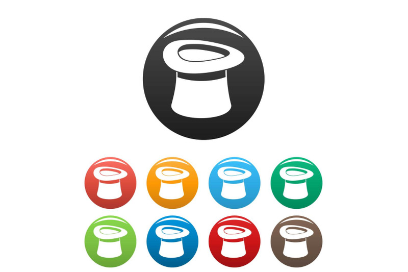 inverted-hat-icons-set-color-vector