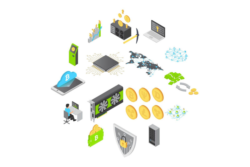 blockchain-technology-icons-set-isometric-style