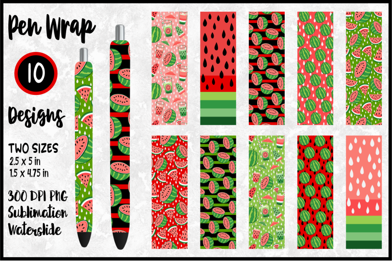 red-watermelon-pen-wrap-bundle-for-sublimation-waterslide