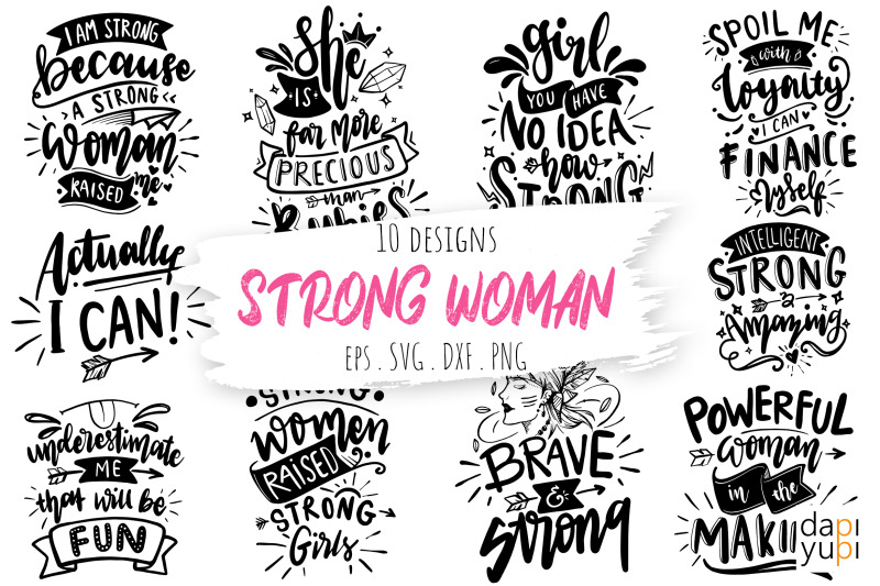 strong-woman-lettering-quotes-bundle