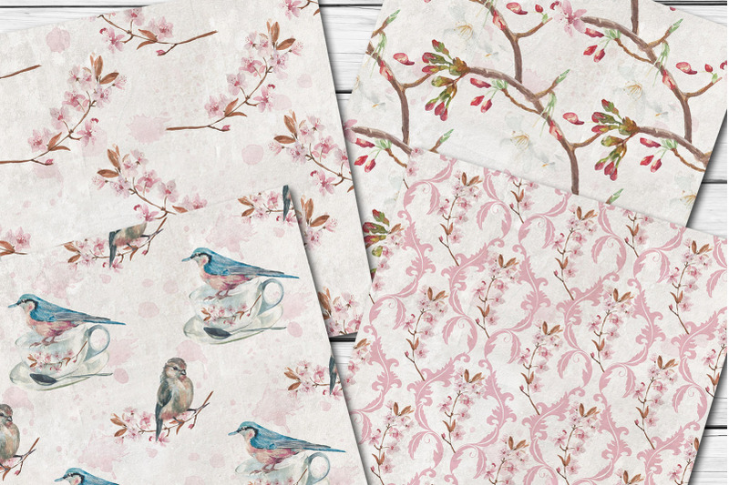 shabby-cherry-blossom-seamless-patterns