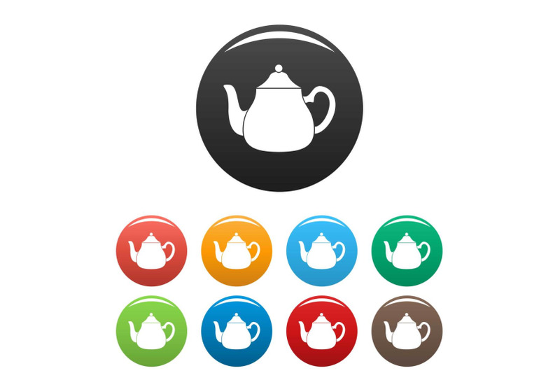big-kettle-icons-set-color-vector