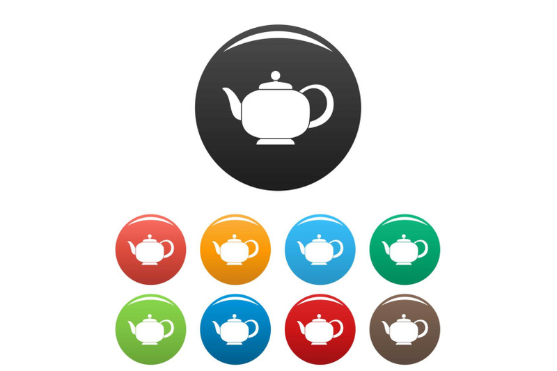 teapot-with-handle-icons-set-color-vector