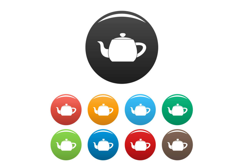 metal-teapot-icons-set-color-vector