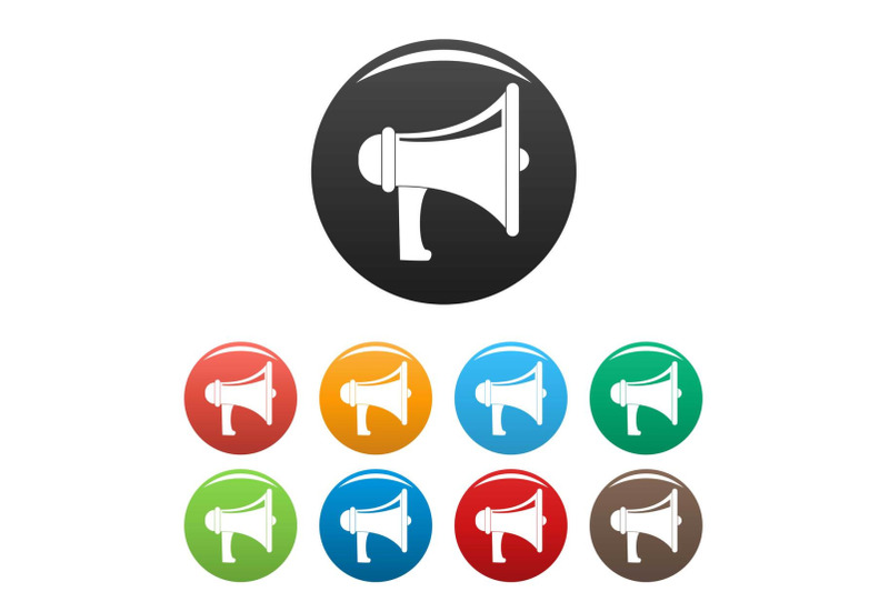 professional-megaphone-icons-set-color-vector