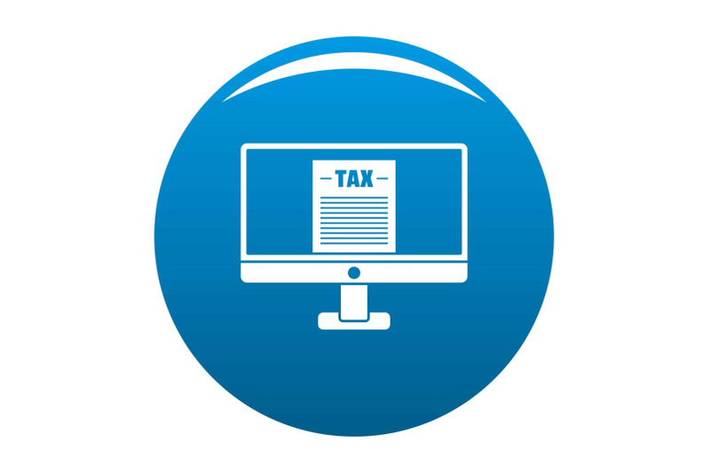 tax-by-computer-icon-vector-blue