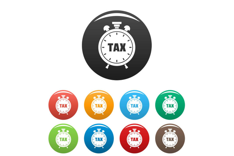 time-tax-icons-set-color-vector