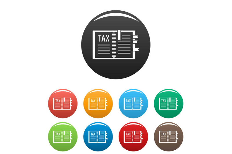 book-of-tax-icons-set-color-vector