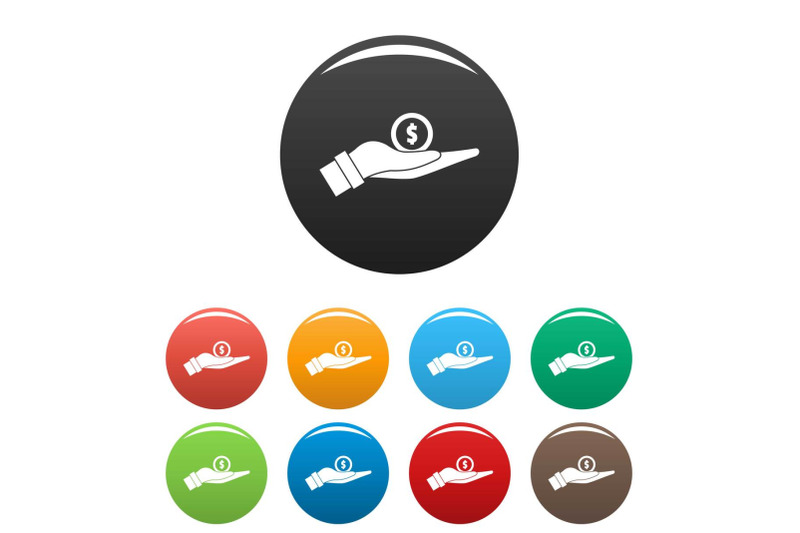 coin-in-hand-icons-set-color-vector
