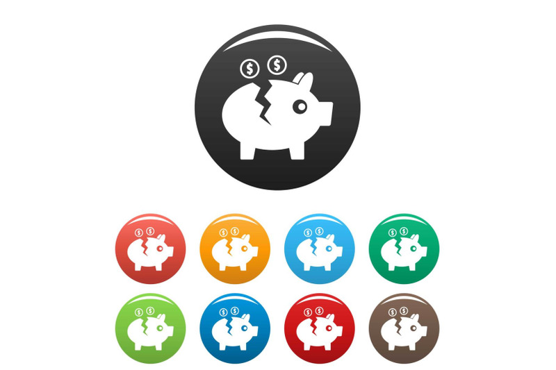 piggy-bank-icons-set-color-vector