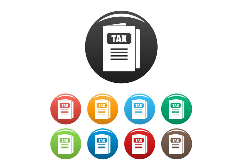 tax-icons-set-color-vector