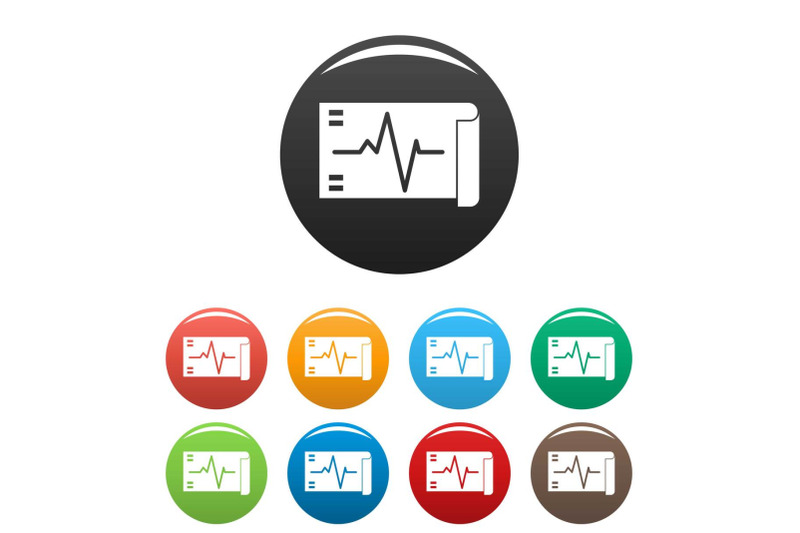 electrocardiogram-icons-set-color-vector