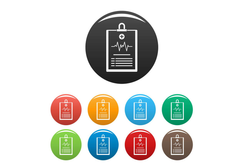 cardiogram-on-tablet-icons-set-color-vector