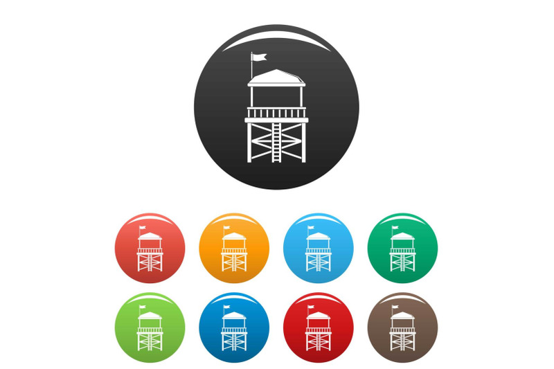 rescue-tower-icons-set-color-vector