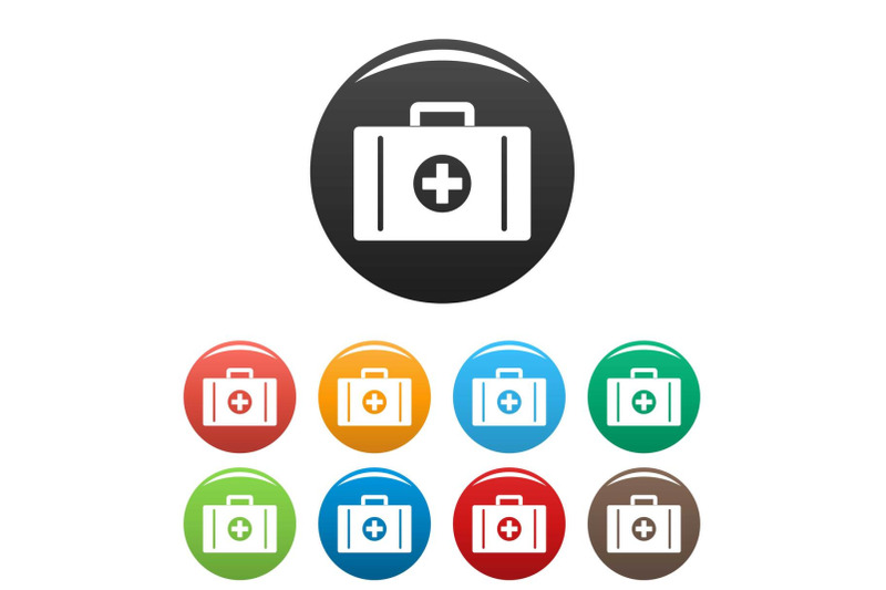 aid-kit-icons-set-color-vector