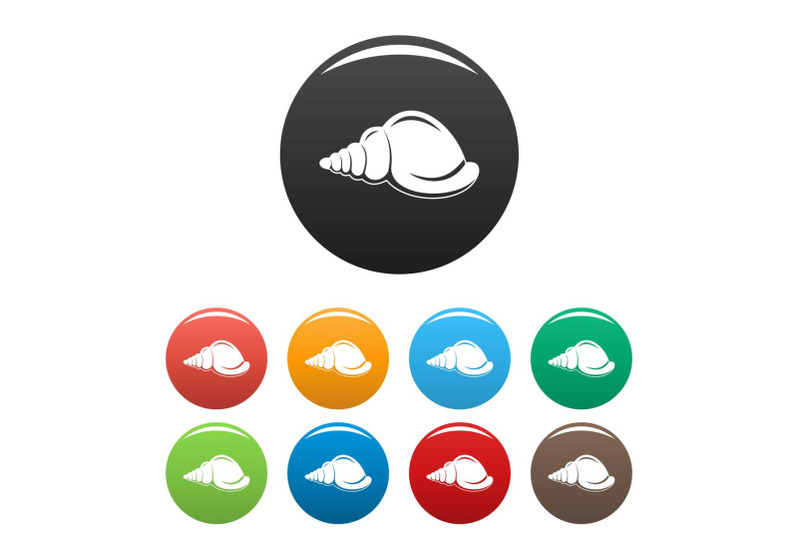 marine-shell-icons-set-color-vector