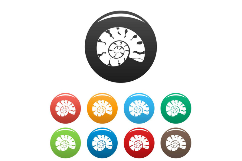 round-shell-icons-set-color-vector