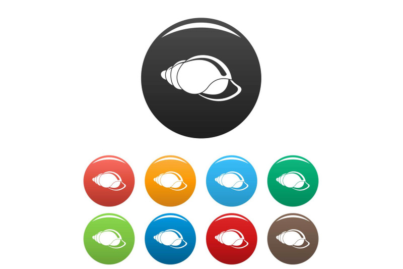 small-shell-icons-set-color-vector
