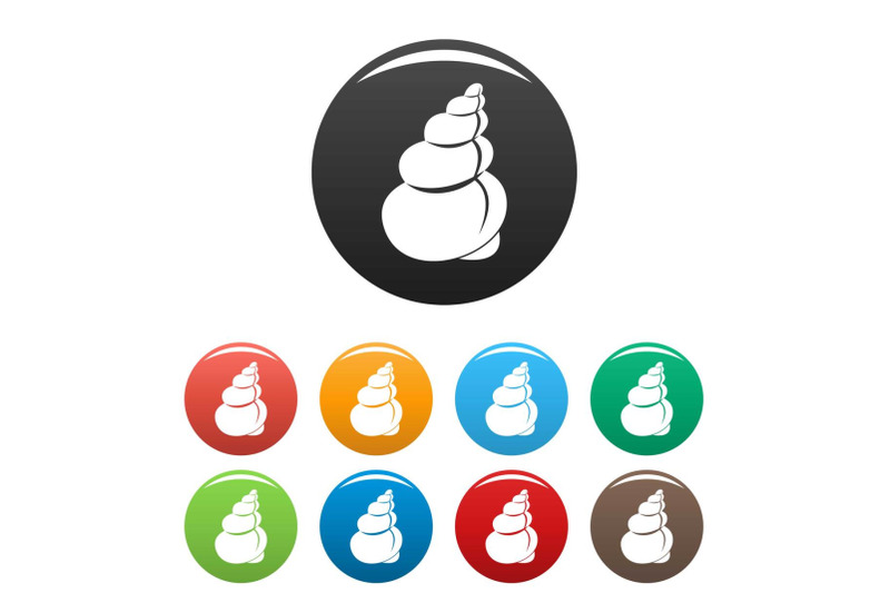 twisted-shell-icons-set-color-vector