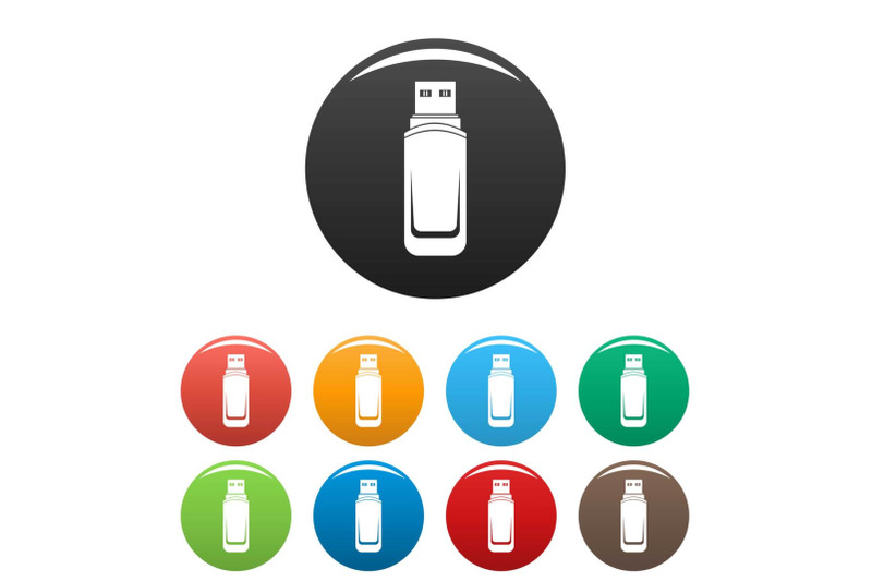 mini-flash-drive-icons-set-color-vector