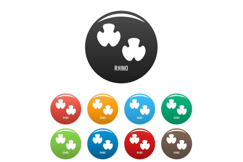 rhino-step-icons-set-color-vector