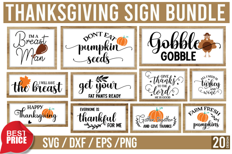 Thanksgiving Sign SVG Bundle By DESIGNAVO | TheHungryJPEG
