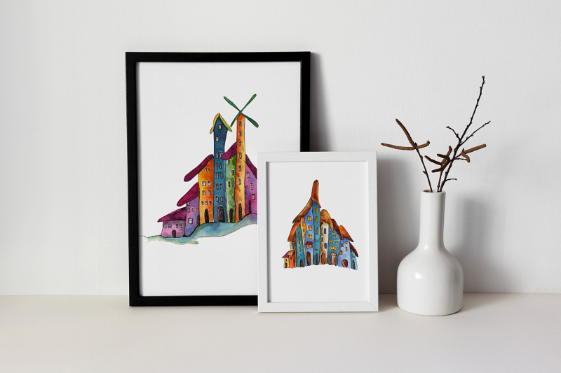 collection-of-watercolors-with-fairy-tale-houses