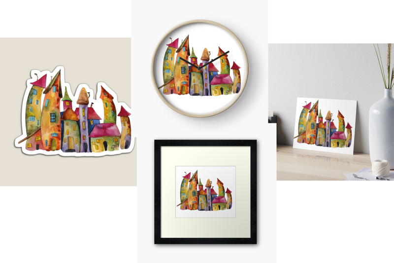 collection-of-watercolors-with-fairy-tale-houses