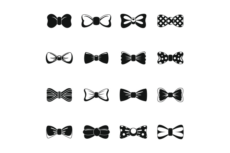 bowtie-ribbon-man-tuxedo-icons-set-simple-style