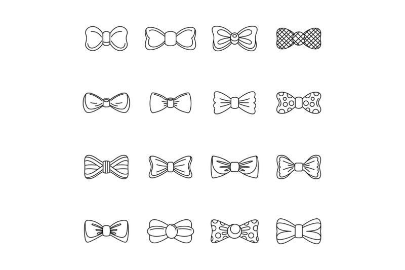 bowtie-ribbon-man-tuxedo-icons-set-outline-style