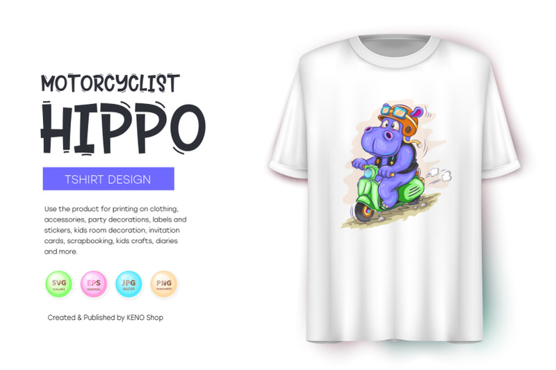 cartoon-hippo-motorcyclist