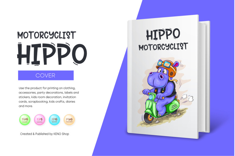 cartoon-hippo-motorcyclist