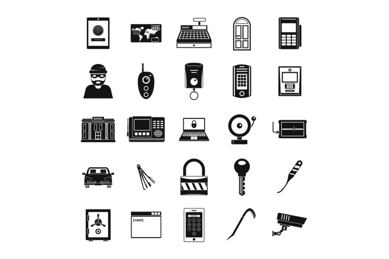 burglar-robber-plunderer-icons-set-simple-style