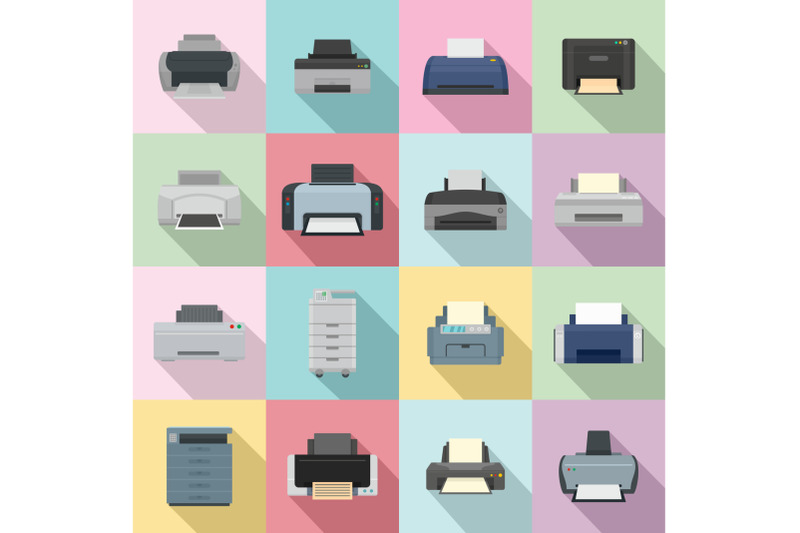 printer-office-copy-document-icons-set-flat-style