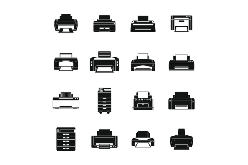 printer-office-copy-document-icons-set-simple-style