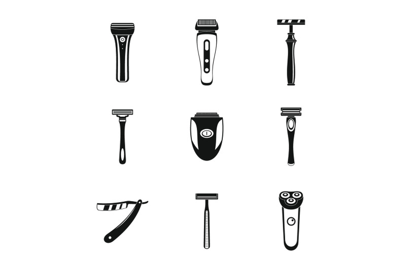 shaver-blade-razor-personal-icons-set-simple-style