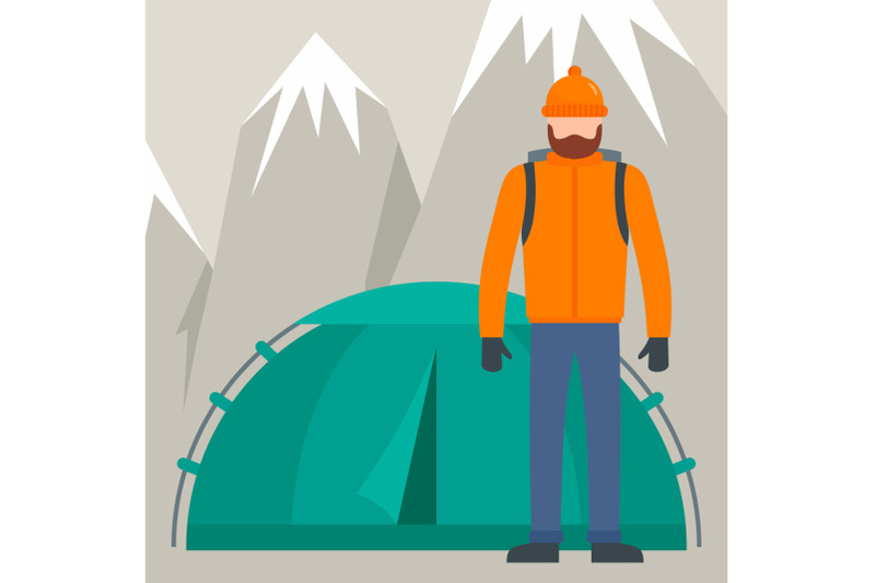 hiker-man-near-tent-mountain-background-flat-style