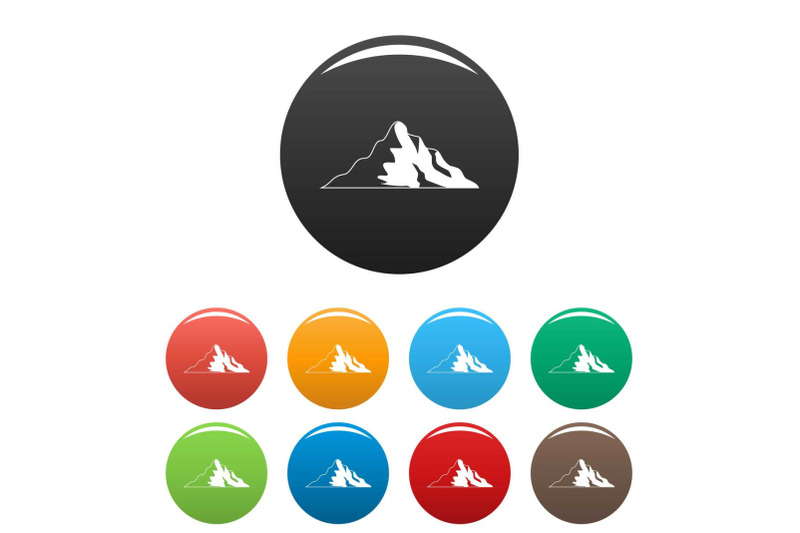 snow-mountain-icons-set-color-vector