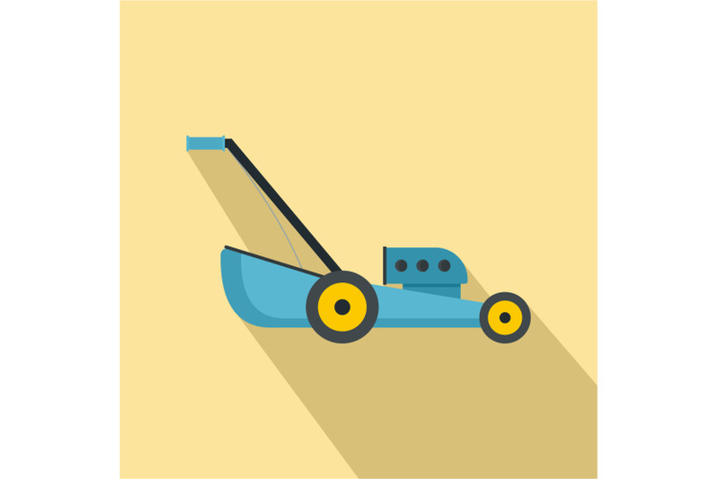 blue-lawn-mower-icon-flat-style