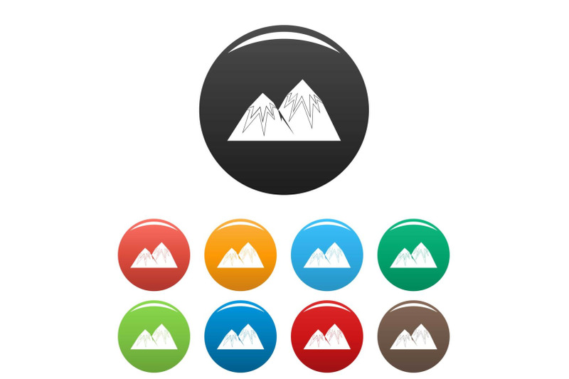 snow-peak-icons-set-color-vector