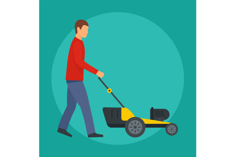 man-cut-the-grass-icon-flat-style