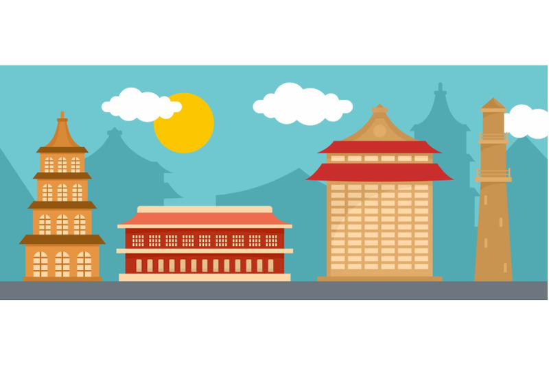 taipei-landmark-banner-horizontal-flat-style